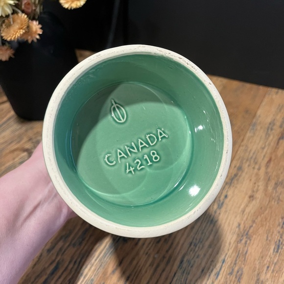 💚 Vintage Beer Stein – Beauceware Pottery – Labatt 50 – Green & White Drip Glaze - Picture 8 of 9